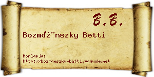 Bozmánszky Betti névjegykártya